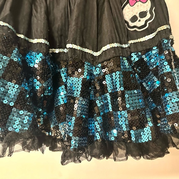 Monster High Sequin Tutu Skirt (black and blue sequins) with MH logo patch OSFA - Picture 3 of 4